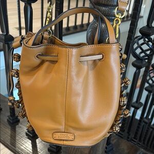 Vince Camuto Janae Tan/ Rustic Oak Leather Bucket Bag